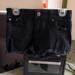 Girls Tractr Black Denim Shorts